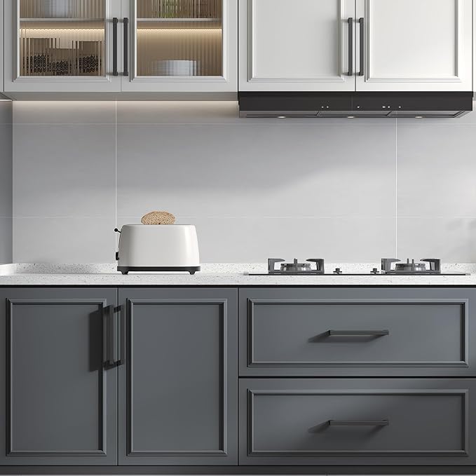 goldenwarm 1 Pack 5 Inch Black Cabinet Handles - Matte Black Drawer Pulls Stainless Steel - 128mm Cabinet Hardware Square Bar Modern Cabinet Pulls for Kitchen Bathroom Cupboard