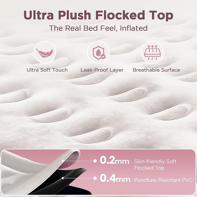 Queen Air Mattress with Built in Pump, 18" Elevated Height, 48Hr Leak-Tested, Honeycomb Coil Support, 800 lbs Capacity, Fast 3-Min Inflation–Blow Up Mattress for Guest Room & Sleepover