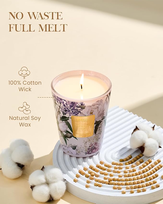 M&SENSE Lavender Glow Scented Natural Soy Wax Candle, 14.1oz 60 Hours Long Lasting Slow Burning Candles for Home Decor, Aromatherapy Candle for Stress Relief