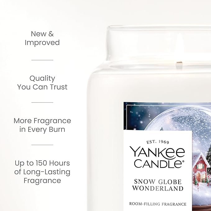 Yankee Candle Snow Globe Wonderland Scented Candle, 22oz Large Jar with up to 150 Hour Burn Time, Giftable, Holidays