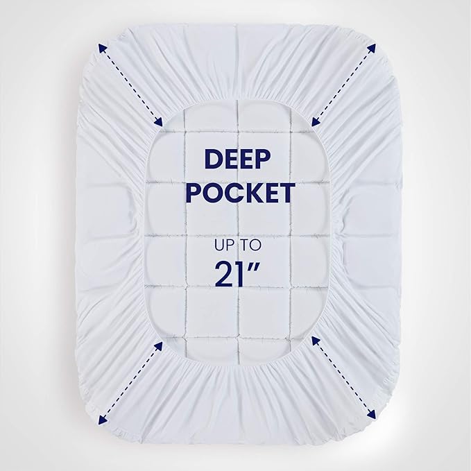 SLEEP ZONE Cotton Mattress Pad California King, Super Soft Pillow Top Mattress Topper, Thick Fluffy Mattress Cover Deep Pocket 8-21 inches, Cal King