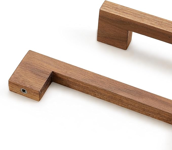 Walnut Square 5 in 4 pcs Wooden Drawer Pulls Handle pulls for cabinets Kitchen Cabinet Drawer pulls Cabinet Door Pull