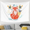 QIZYOQA Scandinavian Folk Art With Foxes Tapestry 90 X 60Inch Large Size Wall Hanging Funny Home Decor Tapestries For Living Room Bedroom Dorm Home Decor Wall Art