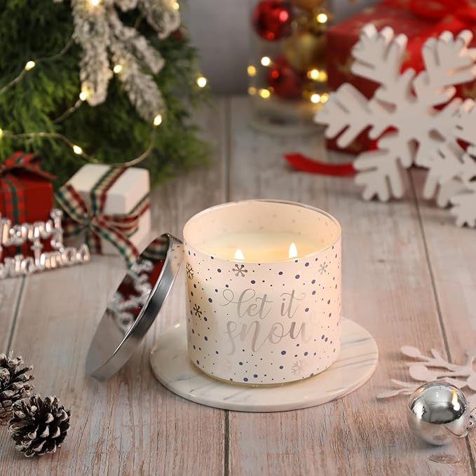 Christmas Candles, Winter Snowflakes Candle, Winter Pine Scented Candle, Large 3 Wicks, 14 oz Christmas Scented Candles