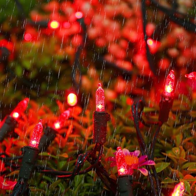 Brizled Red Christmas Lights, 33ft 100 LED Connectable Christmas String Light, 120V UL Certified LED Light String for Indoor & Outdoor, Xmas Tree, Garden, Party and Holiday Decoration