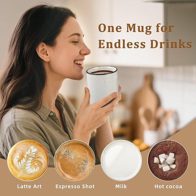 Coffee Mugs Set of 6, 12 oz Coffee Cups Ceramic, Ceramic Coffee Mug with Handle and Speckled Patterns for Latte, Tea, Cocoa, Milk, Cappuccino, Microwave & Dishwasher Safe