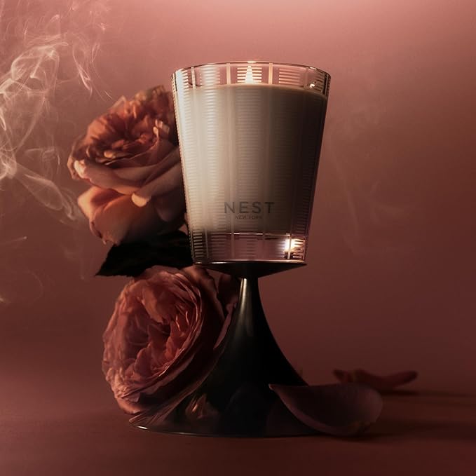 NEST New York Scented Classic Candle, Rose Noir & Oud - 8.1 oz - Up to 60-Hour Burn Time - Reusable Glass Vessel
