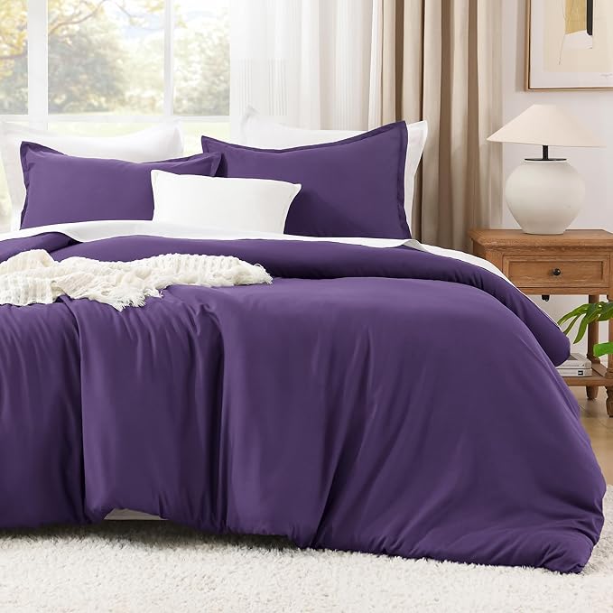 Litanika Purple Comforter Set Twin/Twin XL Size, 2 Pieces Lightweight Solid Bedding Comforter Set, All Season Fluffy Bed Set (66x90In Comforter & 1 Pillowcase)