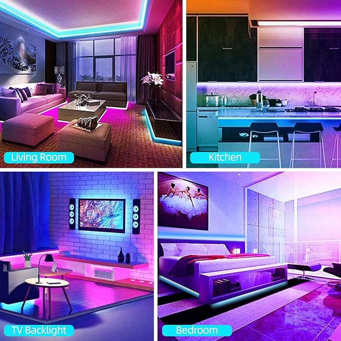 100FT Smart LED Strip Lights RGB Sync to Music with 40 Key Remote Controller LED Lights for Bedroom,Christmas Lights decration (Multi-Colored, 100FT)