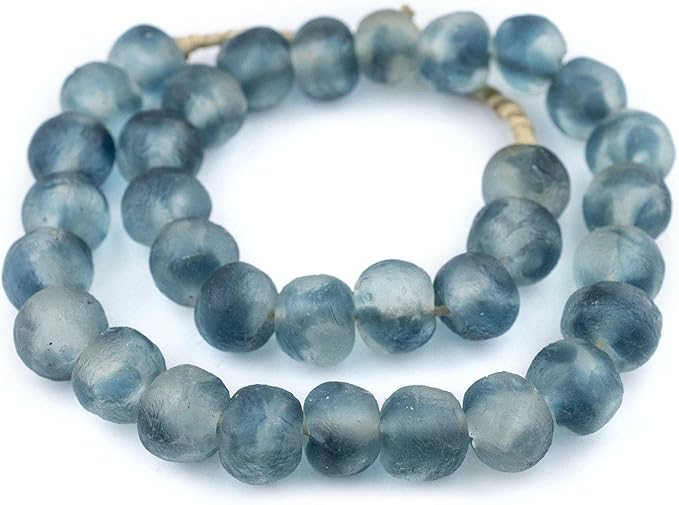 Jumbo Recycled Glass Beads - Beaded Wall Hangings - Extra Large African Sea Glass Beads 21-25mm - The Bead Chest (Blue Wave Marine)