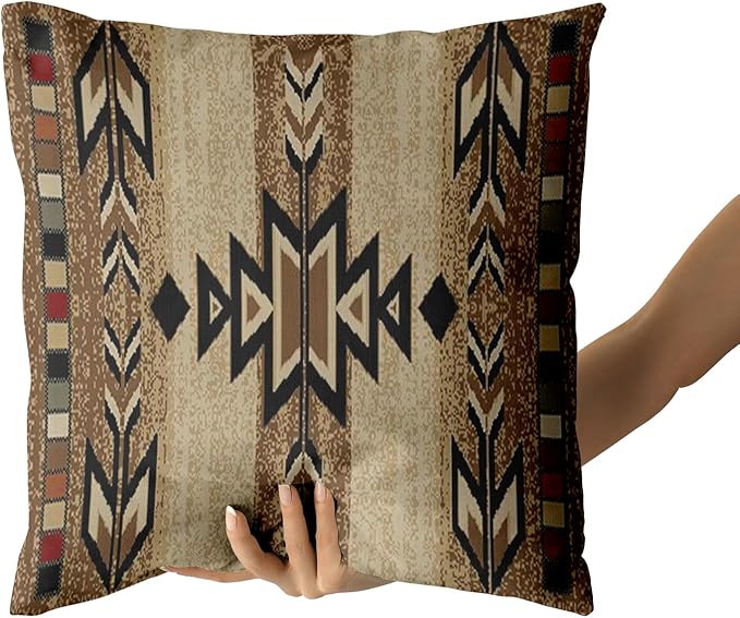 Giwawa Southwestern Throw Pillow Covers 20"x20", Rustic Terracotta Native American Pillowcases, Aztec Tribal Geometric Print Square Cushion Covers for Sofa Couch Bedding Car Decor, Set of 2