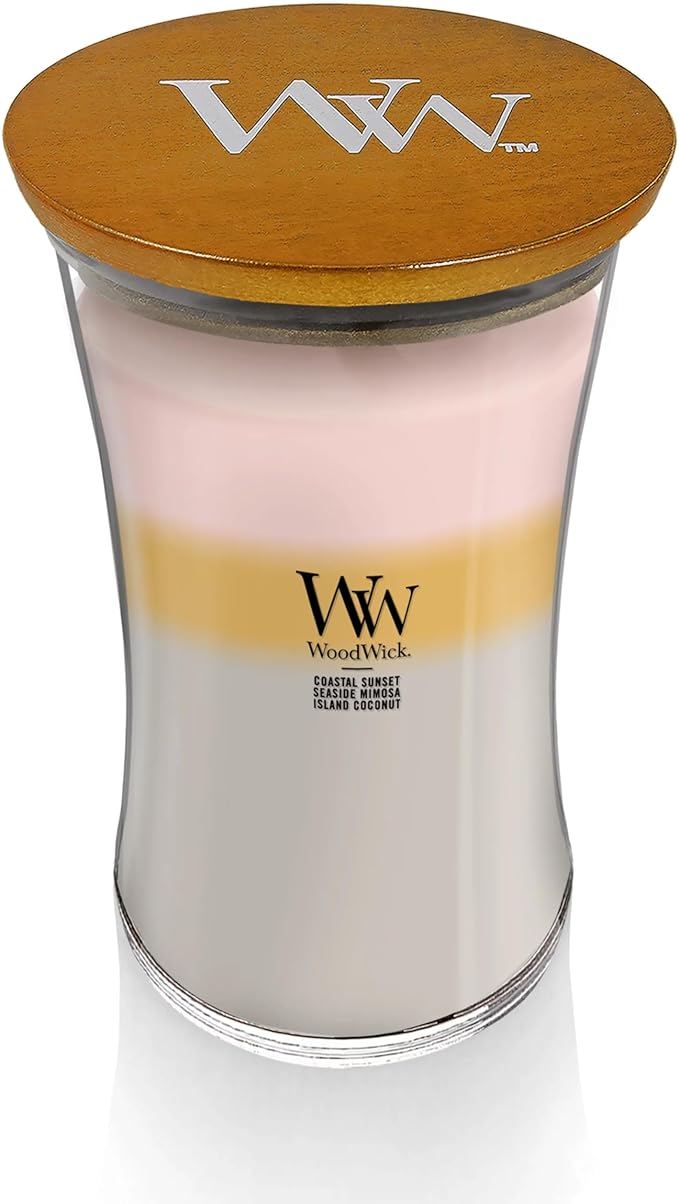 WoodWick Large Hourglass Candle Island Getaway - Premium Soy Blend Wax Pluswick Innovation Wood Wick Made in USA