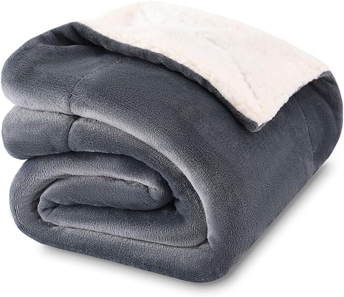 NANPIPER Baby Sherpa Blanket,Warm Toddler Throw Blanket,Soft Newborn Fleece Blanket for Winter (Grey,30x40 inches)