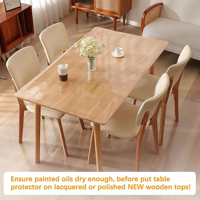 42 x 72 6ft Clear Plastic Dining Table Protector Tablecloth Desk Pad Mat Wooden Furniture Coffee Glass End Sofa Side Bedside Bistro Table Cloth Top Protection Countertop Cover Waterproof PVC Vinyl