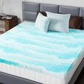 DUMOS Memory Foam Mattress Topper Queen, 3 Inch Thick Gel Infused Bed Toppers for Queen Size Bed, Soft Mattress Pads Breathable for Sleeper Sofa, RV, Camper, CertiPUR-US Certified, Blue