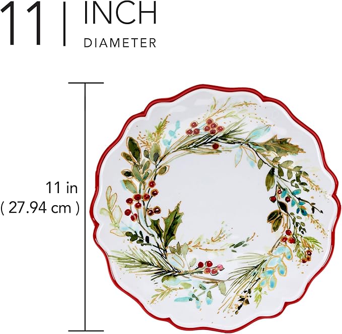 Certified International Christmas Gatherings 11" Melamine Dinner Plates,(Pack of 12)
