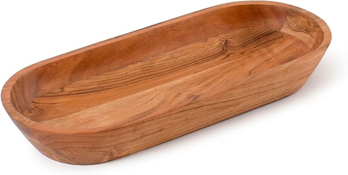 Luxe Designs Wooden Dough Bowl - Natural Acacia Wood - Handmade Decorative Bowls for Home Decor, Bathroom, Kitchen Counter, & More - Rustic Large Wood Dough Bowl for Decor, Cosmetics, and Keys