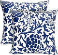 Decorative Throw Pillow Covers Set of 2 Blue Pillow Covers 16x16 inch Soft Short Plush Couch Pillow Case Floral Throw Pillows,Farmhouse Outdoor Pillow Covers for Sofa Bed Living Room Car