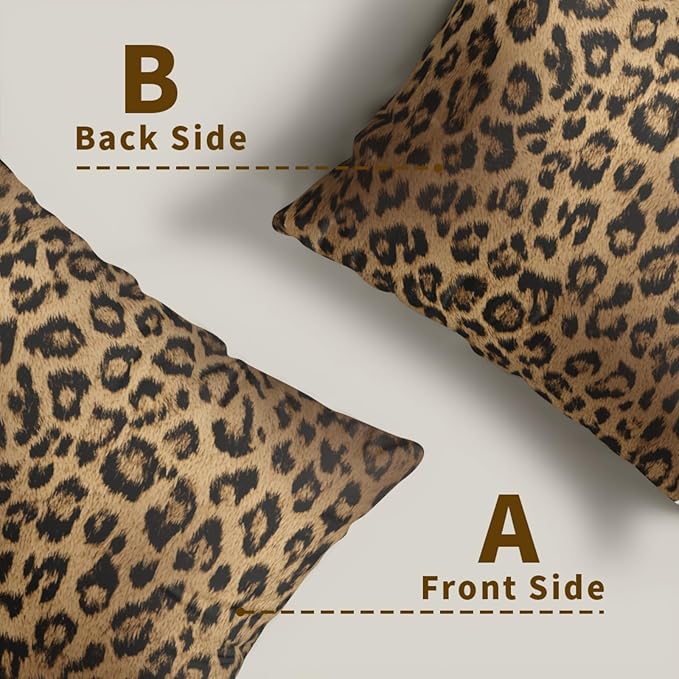 Leopard Pillow Covers 18x18 - Brown Animal Print Throw Pillow Covers Set of 2 Cheetah Pillowcases for Couch Sofa