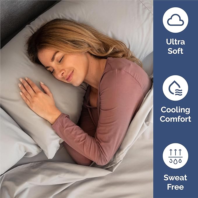 King 6 Piece Sheet Set - Comfy Breathable & Cooling - Ultra-Soft Hotel Luxury Bedding Set with 8-16 Inch Deep Pockets - 1 Flat & 1 Fitted Sheet & 4 Pillowcases - Wrinkle Free & Easy Care - Light Grey