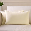 Encasa XO Throw Pillow Covers 12x20 in Set of 2 Natural | No Inserts | Cotton Pillow Covers for Living Room, Bed, Sofa, Couch | Decorative Cushion Covers with Improved Zippers