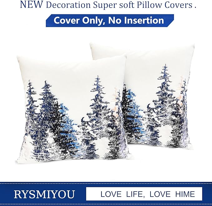 Decorative Throw Pillow Covers Set of 2 Cedar Forest Pillow Covers 20x20 inch Super Soft Short Plush Square Throw Pillows,Farmhouse Outdoor Pillow Covers for Couch Sofa Bed Living Room
