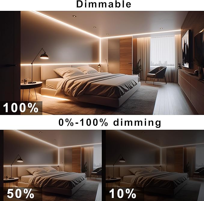 32.8ft COB LED Strip Light Warm White, High Bright LED Strips with 320LEDs, RF Remote and UL Power Supply, 3000K Dimmable LED Lights for Bedroom,Kitchen, DIY Home Decoration, 2 Rolls of 16.4ft