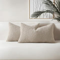 HAUSSY Set of 2 12x20 Decorative Throw Pillow Covers, Soft Cozy Textured Boucle Lumbar Pillow Cases, Home Decor for Couch Bed Living Room, Oatmeal
