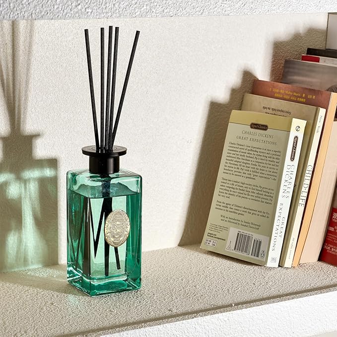 M&SENSE 10.14 oz Large Reed Diffuser Set | Linen Breeze Scent Oil Diffuser with Sticks | Hotel Collection Non-Toxic Essential Oil |for Bedroom Bathroom Living Room