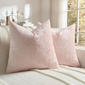 FUTEI Pink Flannel Throw Pillow Covers 26x26 Inch Set of 2,Soft Dimensional Textured Euro Pillow Shams,Modern Home Decor for Couch Living Room