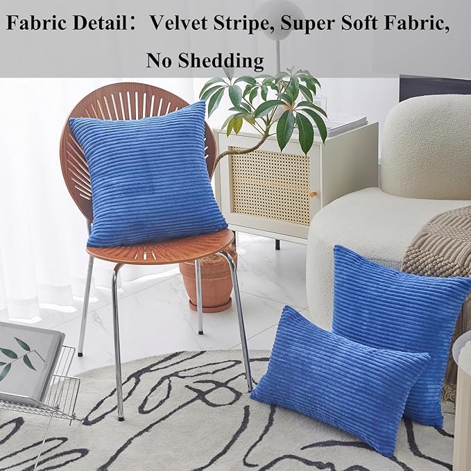 Home Brilliant Decorative Pillows Blue Square Pillow Cover Outdoor Throw Pillows 2 Packs Pillow Cases for Chair, 40cm, 16 x 16 Inch, Blue