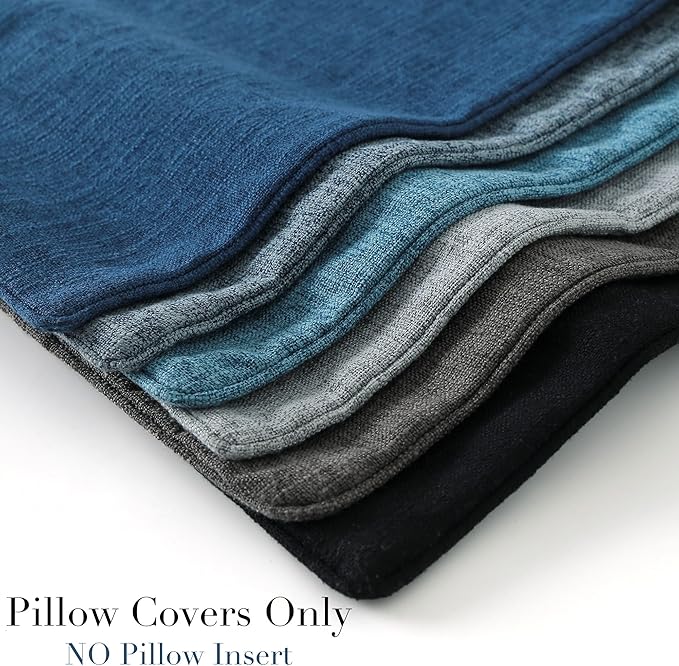 HPUK Linen Throw Pillow Covers Pack of 2, 18x18 Inch Accent Cushion Covers for Living Room, Bedroom, Decorative Solid Color Pillow Covers for Couch, Sofa, Chair, Grey