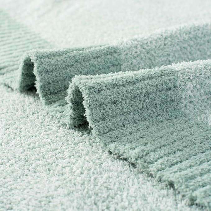 Carriediosa Heather Throw Blanket 60" X 80" Twin, 400GSM Ultra Soft Microfiber Fuzzy Fluffy Reversible Knitted Blankets Cozy Plush Lightweight and Warm Fall Throws for Couch, Bed, Sofa, Sage Green