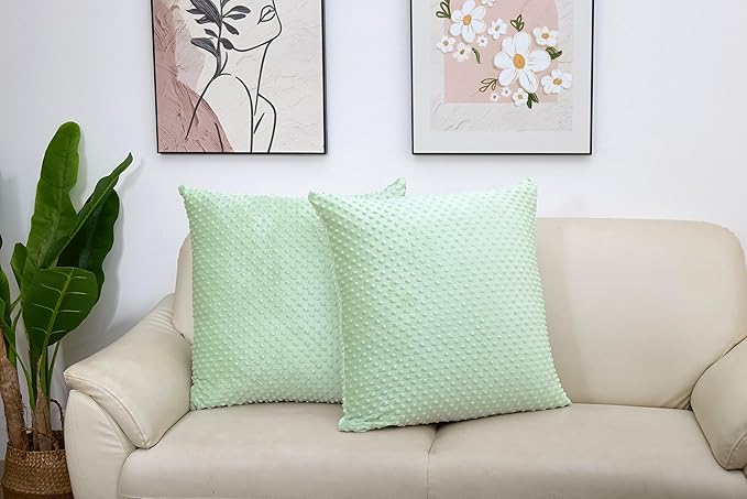 2 Packs Throw Pillow Covers, Neutral Decorative Couch Pillow Cover for Living Room Bed Sofa Rustic Farmhouse Boho Home Decor, Soft Plush Cushion Case Slipcover (Green, 26"x 26")