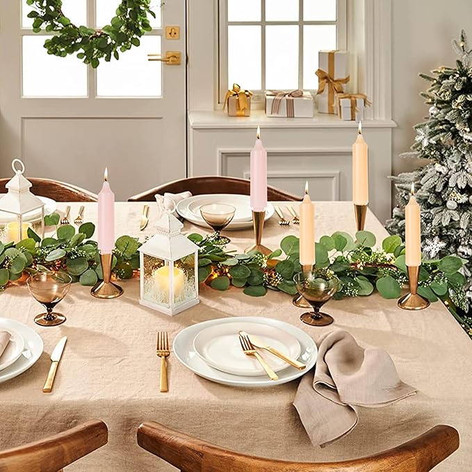 Light Pink Short Taper Candles 6 inch Candle Sticks Unscented Dinner Candle Dripless for Home Decor,Set of 4