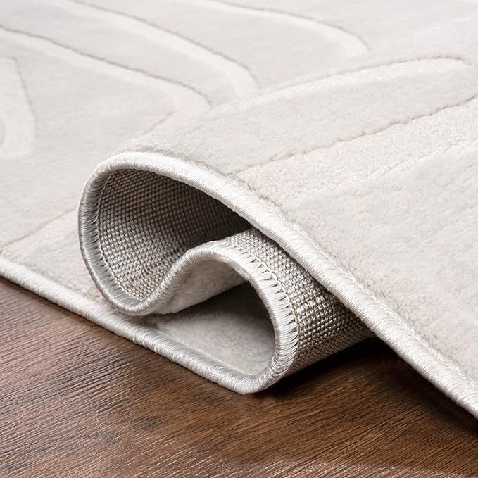JONATHAN Y Graphic Lines High-Low Indoor Area Rug 5X8 White/Cream, Alcina Modern Scandinavian for Living Room, Bedroom, Kitchen, Easy-Cleaning, High Traffic, Pet-Friendly, Non-Shedding SND102B-5