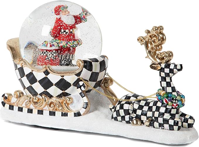 MACKENZIE-CHILDS Snow Globe, Christmas Decoration for Living Room, Holiday Decor, Dashing Through The Snow