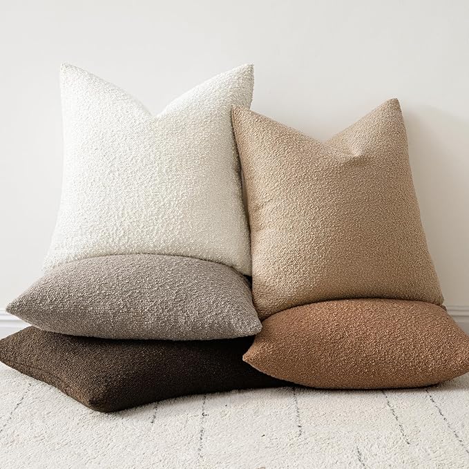 Woaboy Pack of 2 12x20 Inch Decorative Boucle Throw Pillow Covers Textured Lumbar Pillowcaes Accent Solid Cozy Soft Cushion Covers Christmas Home Decor for Bed Sofa Couch Living Room Chair,White