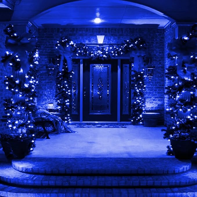 Dazzle Bright Blue Christmas Mini String Lights, 20FT 100 Count Incandescent Waterproof Fairy Lights Plug in, Connectable Christmas Decorations for Indoor Outdoor Home Party Garden Yard
