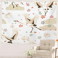Batmerry White and Gold Japanese Tapestry, Rustic Wall Art Hanging Decoration Polyester Fiber White Ruffled Around for Dorm Room Bedroom Living Room, 59.1x82.7 inches