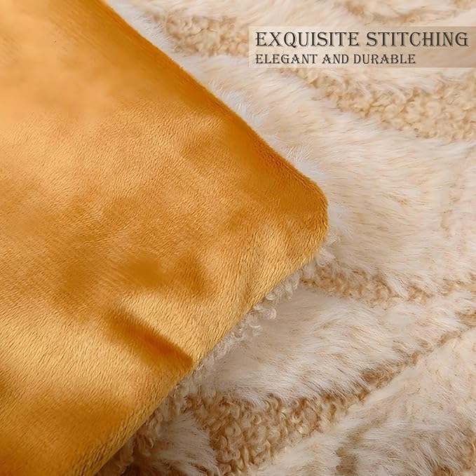 Khaki Pillow Covers 18" x 18" Striped Texture Decorative Pillow Covers for Couch Boho Tufted Fluffy Throw Pillow Covers for Outdoor Bed Sofa Chair Livingroom - 2 Pieces