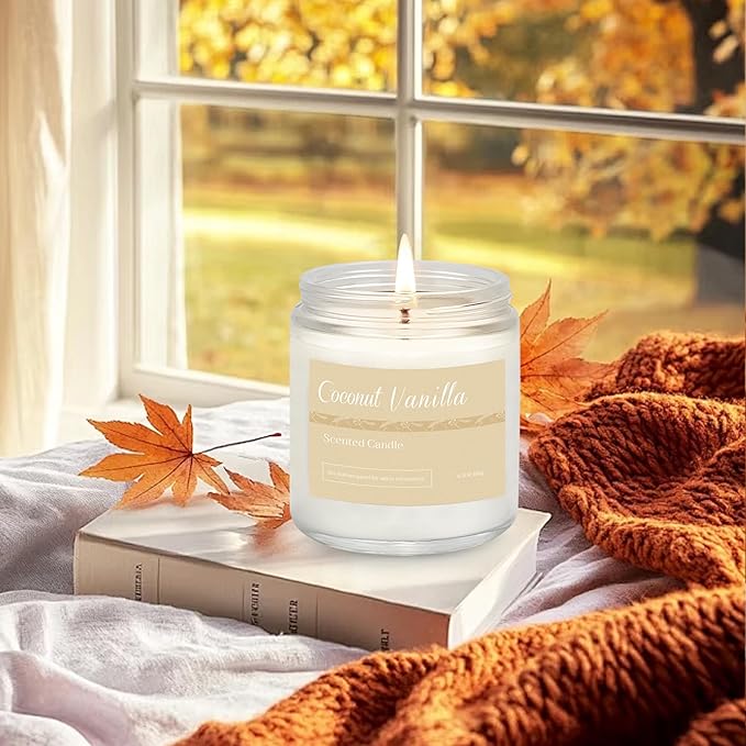 6 Pack Fall Candles for Home Scented, Fall Scented Candles for Women Gifts Autumn Home Decor, Natural Non Toxic Soy Candle Set Pumpkin/Cinnamon Apple/Vanilla/Lavender/Sage/Eucalyptus