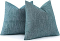 decorUhome Chenille Decorative Throw Pillow Covers 18x18 Set of 2, Farmhouse Textured Square Neutral Solid Accent Pillow Covers for Couch Sofa Bed Living Room Home Decor, Teal