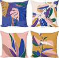 Ambesonne Exotic Throw Pillow Cushion Case Pack of 4, Tropical Themed Leaves Branches Monstera Plant Summer Vibes Pastel, Modern Accent Double-Sided Digital Printing, 18", Peach Blue Violet Mustard