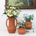 Terracotta Vases Sets, Farmhouse Decor, Ceramic Vase for Flower, Wide Mouth Rustic Home Decor Vases for Flowers, Living Room,Table,Shelf and Accessories (3)
