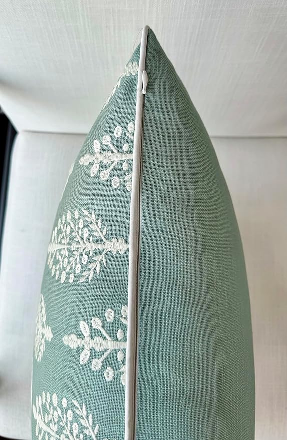 Chandni Paiseley Embroiderd Decorative Square Accent Throw Pillow Cover - Sofa, Chair, Couch, Bedroom, Living Room, Farmhouse Home Decor - 18x18 Inches-Light Teal