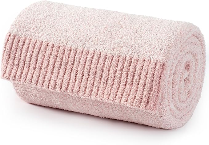 Carriediosa Heather Throw Blanket 50" X 60", 400GSM Ultra Soft Microfiber Fuzzy Fluffy Reversible Knitted Blankets Cozy Plush Lightweight and Warm Fall Throws for Couch, Bed, Sofa, Dusty Pink