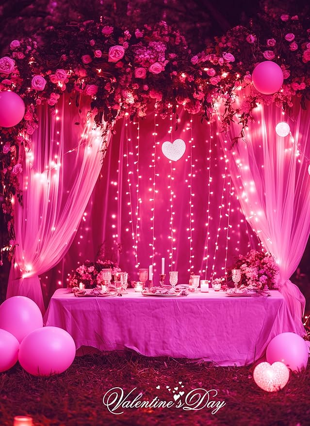 Pink Christmas Mini Lights, 39Feet 100 LED Pink String Light with 8 Lighting Modes, Connectable Valentine's Lights for Indoor Outdoor Valentine's Day Garland Wreath Holiday Decoration, White Wire