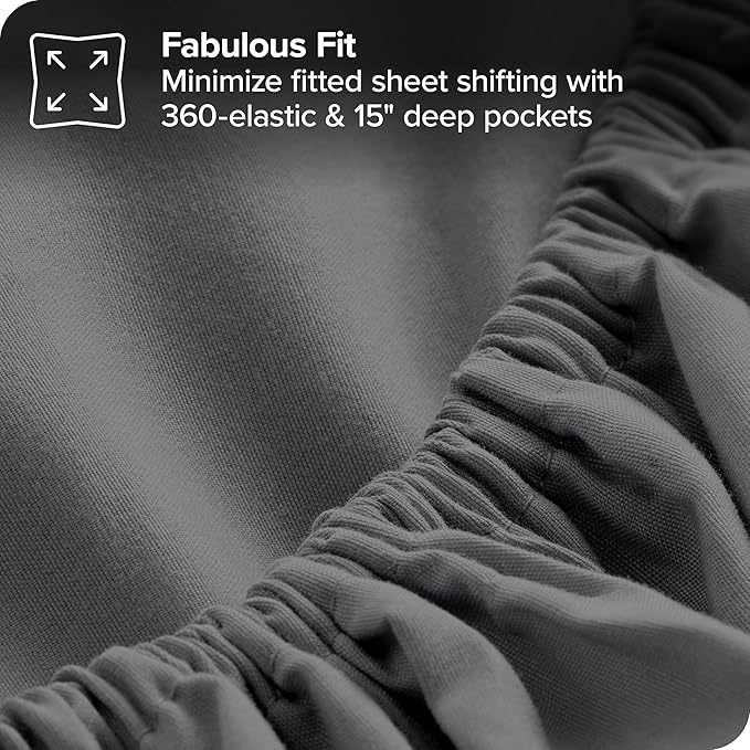 Bare Home Bed-in-A-Bag 8 Piece Comforter & Sheet Set - Split California King - Goose Down Alternative - Ultra-Soft 1800 Premium Bedding Set (Split Cal King, Grey/Grey)