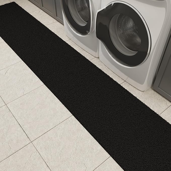 Ottomanson 2' x 20' Shaggy Runner Rug - Plush & Cozy Non-Slip Carpet for Bedroom, Living Room, Bathroom & Entryway - Durable & High-Traffic Friendly for Hallways & Dorms, Black